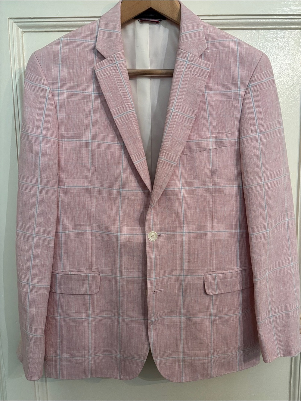 Tommy Hilfiger Pink Plaid Single-Breasted Sport Coat